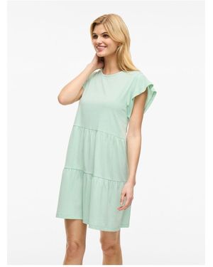 Vila Minikleid Flügelärmel Für Damen - Blau
