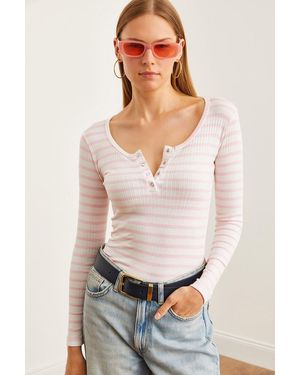 Olalook Rosa Gerippte, Dicke Camisole-Bluse Blz- 19000588 Für Damen - Weiß