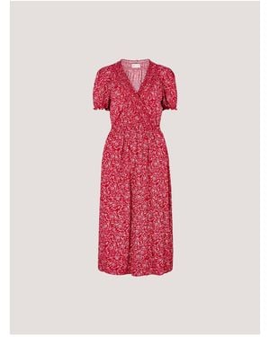 Apricot Geblümtes Midikleid - Pink