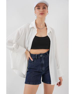 Bigdart Gestricktes Oversize-Shirt 20264 – Für Damen - Blau
