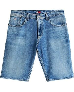 Tommy Hilfiger Bermuda-Shorts, Mit Taschen, Mit Logo, Reissverschluss Und Knopfverschluss Für Herren - Blau