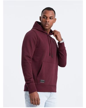 Ombre Basic Baumwoll-Sweatshirt Känguru-Hoodie Kastanienbraun V3 1 Für Herren - Rot