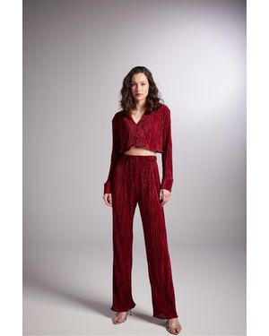 HOLLY LOLLY Elastische Taille Flexible Bequeme Hose Bordeauxrot Für Damen