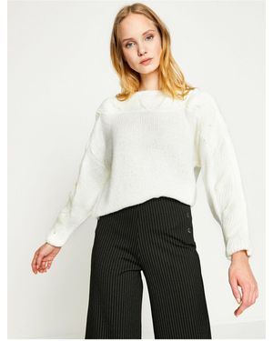Koton Gestrickter Strickpullover Für Damen - Weiß