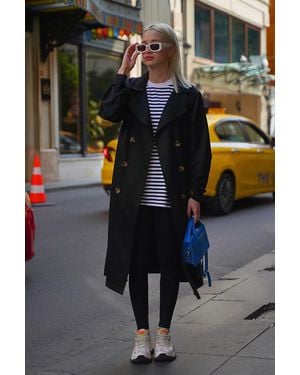 Madmext Schwarzer Langer Trenchcoat Für Damen