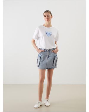 LC Waikiki Schmal Geschnittener Mini-Jeansrock Für Damen - Blau