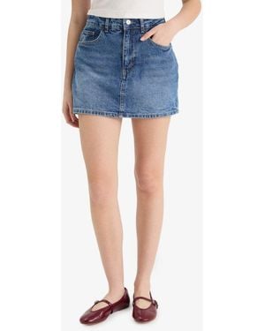 Defacto Hohe Taille Jean Shorts Rock Für Damen - Blau