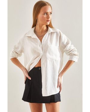 Bianco Lucci Hemd Mit Einzeltasche Für Damen - Weiß