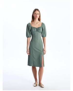 LC Waikiki Gerades Kleid Mit Herzkragen Für Damen - Blau