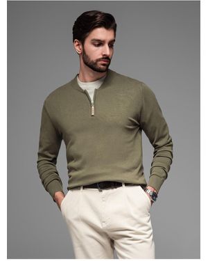 Ombre Pullover Mit Viskose Und Breitem Ausschnitt Oliv V1 Xl Für Herren - Grau