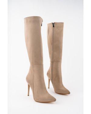 MUGGO Florence Guaranteed Stiefel Mit Dünnem Absatz Und Spitzer Zehenpartie Und Seitlichem Reißverschluss Für Damen - Weiß