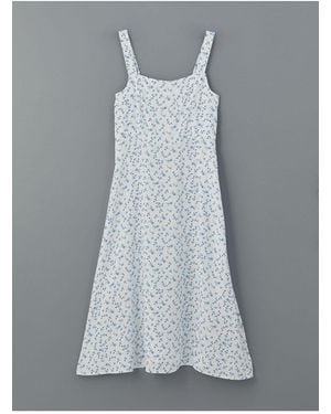 LC Waikiki Xside Blaues Kleid Mit Quadratischem Ausschnitt Und Blumenmuster Für Damen - Grau