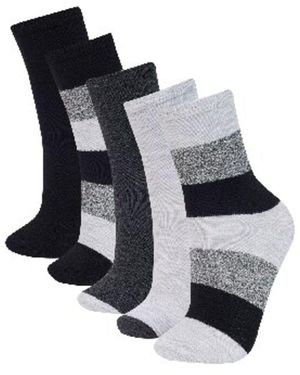 Defacto 5-Teilige Lange Baumwollsocken Für Jungen E5525A8Ns Für Herren - Schwarz
