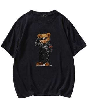 Know Motorrad Cool Bear Teddybär T-Shirt - Schwarz