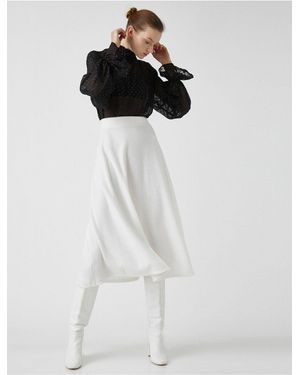 Koton Midirock Mit Hoher Taille Für Damen - Weiß