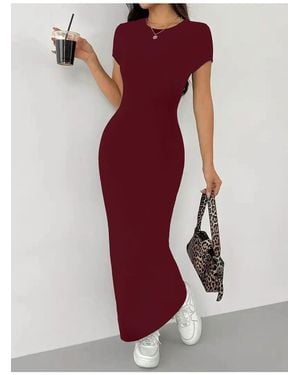 segiza Kurzärmliges, Figurbetontes Maxikleid Aus Lycra-Spezialstoff - Rot