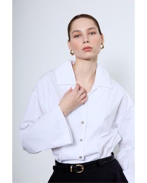 My Blog Weißes Oversize-Hemd Mit Breiter Manschette – 4952 Für Damen