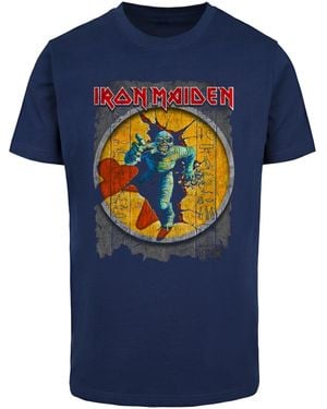 Merchcode Powerslave Mummy Circle Ripped Paper T-Shirt Für Herren - Blau