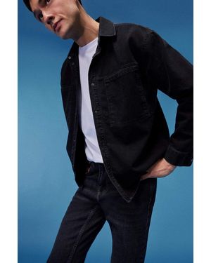 Defacto 100% Baumwolle Oversize Wide Fit Jean Langarmshirt E5721Ax25Sp Für Herren - Blau