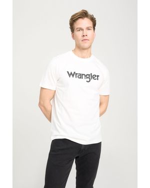 Wrangler Off- T-Shirt Rundhalsausschnitt, 100 Baumwolle, Normale Passform Für Herren - Weiß
