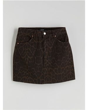 LC Waikiki Lcw Slim Fit Mini-Jeansrock Mit Leopardenmuster Für Damen - Schwarz