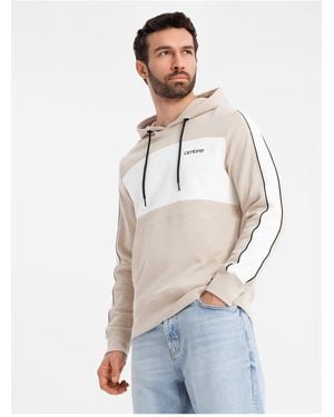 Ombre Hoodie Aus Baumwolle Mit Kontrastierenden Elementen V2 Für Herren - Weiß