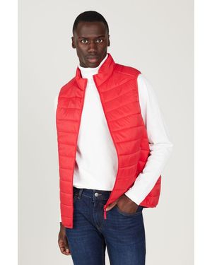 AC&Co / Altınyıldız Classics Rote, Aufblasbare, Winddichte, Warme, Ultraleichte Faserweste Mit Tragbarer Tasche Für Herren