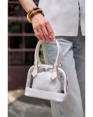 Madamra Weiße Transparente Mini-Hand- Und Umhängetasche Für Damen - Grau