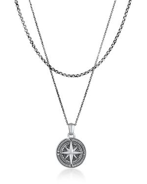 Kuzzoi Halskette Layer Anhänger Kompass Aus 925 Sterling Silber Für Herren - Weiß
