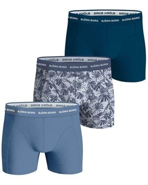 Björn Borg Boxershorts, 3Er Pack Cotton Stretch Boxer, Unterhose, Baumwolle Für Herren - Blau
