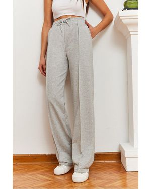 Bianco Lucci Lässige Jogginghose Mit Weitem Bein 2396 Für Damen - Grau