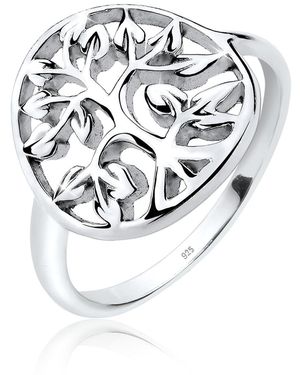 Elli Jewelry Ring Lebensbaum Symbol Floral - Grau
