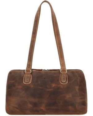 Greenburry Vintage Schultertasche S Leder 37 Cm Für Damen - Braun
