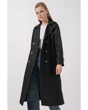Bigdart 5940 Langer Trenchcoat Mit Zweireihigem Kragen – Für Damen - Schwarz