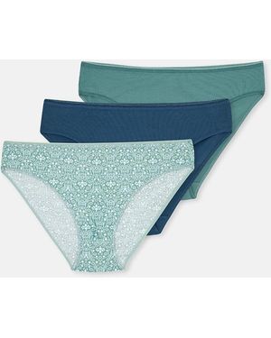 Dagi 3Er-Set Gemusterte Mehrfarbige Slips Für Damen - Blau