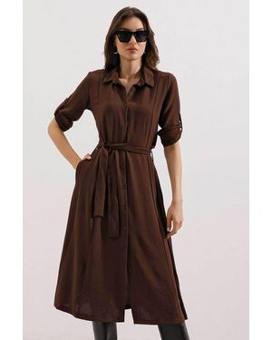 Bigdart Braunes Hemdkleid Mit Gürtel 2442 Für Damen