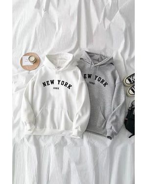 MODAGEN Weiß-Graues Oversize-Sweatshirt Aus Baumwolle Im 2Er-Pack