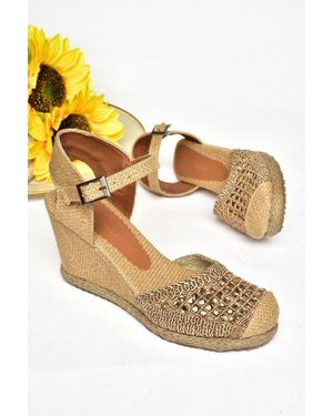 Fox Shoes 40 Tan Stone Schuhe Mit Keilabsatz Für Damen - Mettallic