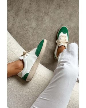 NİŞANTAŞI SHOES Fallows Schnürsneaker Aus Weißem, Mattgrünem Wildleder Mit Detaillierter Flacher Sohle Für Damen - Grau