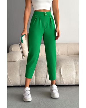 Deafox Grüne Importierte Krepp-Voll-Lycra-Karottenhose Für Damen