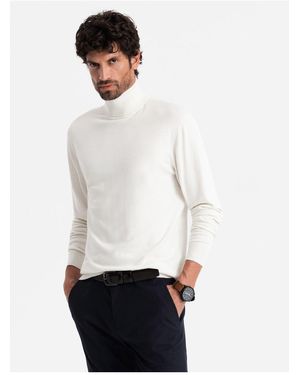 Ombre Strick-Rollkragenpullover Mit Viskose Ecru V3 Xxl Für Herren - Weiß