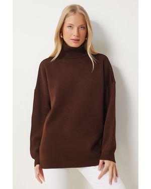 Happiness İstanbul Rollkragenpullover - Braun
