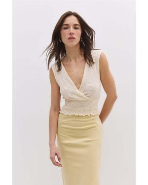 No Matter What Bodysuit Mit V-Ausschnitt Und Plissierung An Der Taille Für Damen - Natur