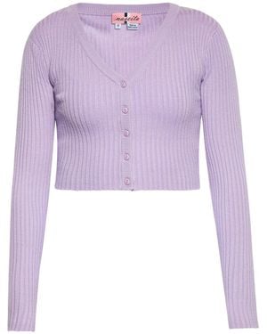 myMo Kurz Geschnittene Strickjacke Für Damen - Lila