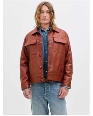 Jack & Jones Lederjacke Lederjacke Für Herren - Orange
