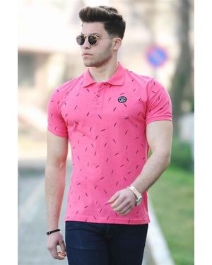 Madmext Fuchsia T-Shirt Mit Polokragen Für Herren - Pink