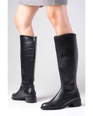 Mio Gusto Vivien Schwarzer Reißverschluss Hinten, Dünne, Mit Kunstpelz Gefütterte Stiefel Für Damen