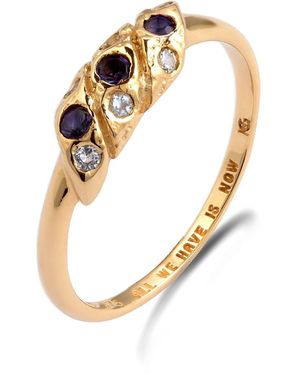 Haze & Glory Ring Ring Mit Steinen 375 Gelbgold Ring Kreisförmige Runde Muschel Mit Mondstein Und I Für Damen - Mettallic
