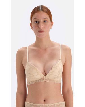 Dagi Beigefarbener, Bügelloser Spitzen-Bh Für Damen - Pink