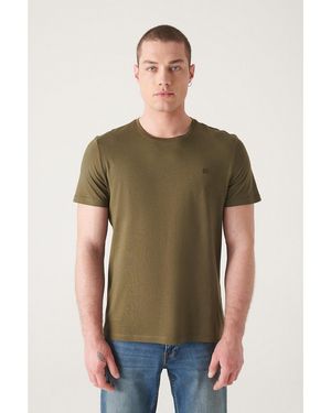 AVVA T-Shirt Aus Khakifarbener Baumwolle Mit Rundhalsausschnitt – E 001171 Für Herren - Grün